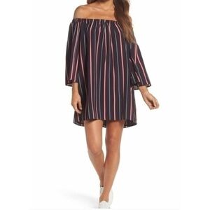 French Connection Off Shoulder Striped Dress XS